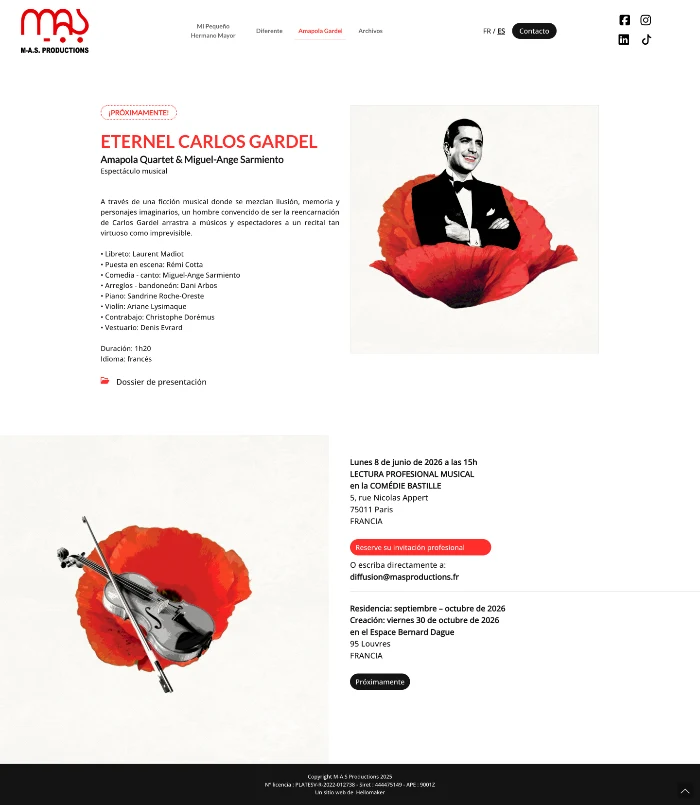 Site web de MAS Productions